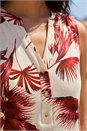 Wine Petite Leaf Print Stretch Tunic Top, Image 4 of 4
