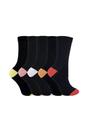 Dark Grey 5 Pack Ladies Soft Top Cotton Rich Socks with Coloured Heel & Toe, Image 1 of 4
