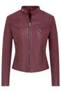 Burgundy Slim-Fit Leather Biker Jacket-Tulsa, Image 2 of 7
