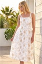 Camel  Embroidered Strappy Midi Dress, Image 2 of 4