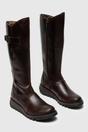 Brown Womens Heel Knee High Zip Up Boots-Mol 2, Image 2 of 5