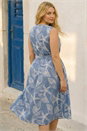 Denim Curve Shell Print Shirt Dress, Image 3 of 4