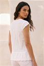 Ivory  Cotton Broderie Hem Crinkle Blouse, Image 2 of 4