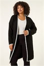 Black Curve Longline Knit Cardigan, Image 4 of 5