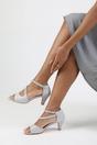 Silver 'Beatrice' Low Kitten Heel Crossover Strap, Image 1 of 3