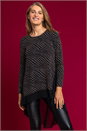 Gold Glitter Wave Dipped Hem Tunic Top, Image 1 of 4
