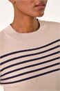 Camel  Stripe Ribbed Crew Jumper, Image 5 of 5