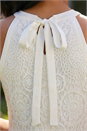 Ivory  Dusk Floral Crochet High Neck Dress , Image 4 of 4