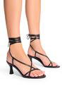 Black Irisa Black Lace Up Strappy Mid Heels, Image 1 of 4