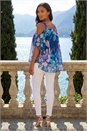 Purple Floral Cold Shoulder Overlay Top, Image 3 of 4