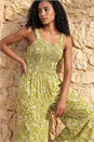 Green Paisley Print Cropped Jumpsuit, Image 1 of 4