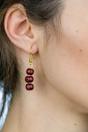 Red Three Red Sandalwood Pearl Drop Lightweight Dangle Hook Earrings, Image 1 of 2