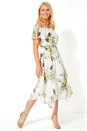Green Floral Cold Shoulder Midi Dress, Image 2 of 4
