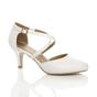 White AJVANI White High Heel Crossed Straps Court Shoes, Image 1 of 6