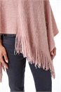 Light Pink Fluffy Ribbed Poncho, Image 5 of 5