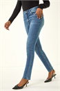 Indigo Slim Leg Stretch Mom Jeans, Image 4 of 5