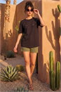 Black Dusk Floral Cut Out T-Shirt, Image 3 of 4