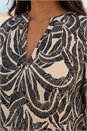 Natural  Curve Textured Print Stretch Top , Image 4 of 4