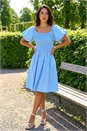 Light Blue  Dusk Puff Sleeve Shirred Dress, Image 1 of 4