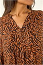 Rust Animal Print Pintuck Smock Dress, Image 5 of 5