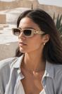 Khaki SVNX Khaki Rectangle Cateye Side Detail Sunglasses In Khaki, Image 5 of 5