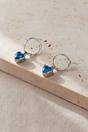 Blue Sterling Silver CZ Heart Huggie Hoops, Image 1 of 2