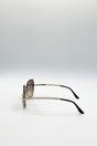Gold Upper Rimless Pearl Sunglasses in Gold Brown, Image 4 of 6