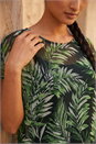 Green Palm Print Mesh Overlay Top, Image 4 of 4