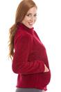 Burgundy Camille Lingerie Burgundy Zip Front Soft Textured Fleece Bed Jacket, Image 4 of 5