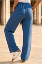Blue Petite Stripe Pull On Stretch Trouser, Image 3 of 4