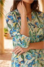 Blue Floral Longline Overshirt, Image 4 of 4