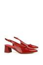 Red XY LONDON Red 'Devon' Court Shoe Block Heels With Slingback, Image 5 of 6