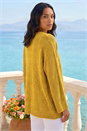 Yellow Textured Knit Cardigan , Image 3 of 4