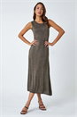 Gold Sleeveless Sparkle Knitted Midi Dress, Image 2 of 5