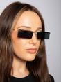 Black Frameless Rectangle Sunglasses in Black, Image 2 of 6