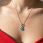 Silver Silver Turquoise Evil Eye Pendant Charm Necklace, Image 2 of 4
