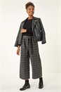 Charcoal Belted Check Culotte Trousers, Image 2 of 5