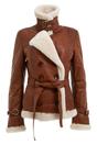 Tan Womens Sheepskin Aviator Jacket-Leshan, Image 2 of 4