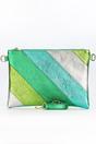 Green Rainbow Striped Italian Leather Clutch Bag, Image 1 of 2