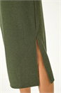Khaki Textured A-Line Knitted Jumper Dress, Image 5 of 6