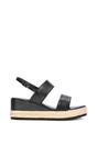 Black XY LONDON Black 'Ally' Low Heel Platform Wedge Espadrill  Slingback Sandals, Image 1 of 5