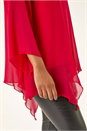 Red Sparkly Asymmetric Chiffon Top, Image 5 of 5