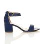 Navy Blue AJVANI Navy Blue Mid Block Heel Ankle Strap Sandals, Image 2 of 6