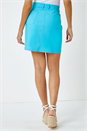 Turquoise Elastic Waist Straight Stretch Skirt, Image 4 of 5