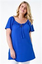 Royal Blue Curve Tie Front Stretch Jersey Top, Image 4 of 5