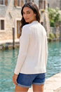 Ivory  Crochet Trim Knit Cardigan , Image 3 of 4