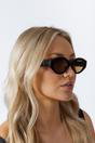 Black Retro Small Oval Sunglasses Black Brown, Image 3 of 7