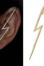 Gold Gold and Silver Lightning Zircon Ear Climber Wrap Crawler Earring, Image 2 of 2