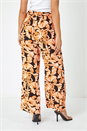 ORANGE Floral Wide Leg Trousers, Image 3 of 5