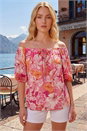 Pink Floral Print Bardot Top, Image 1 of 4